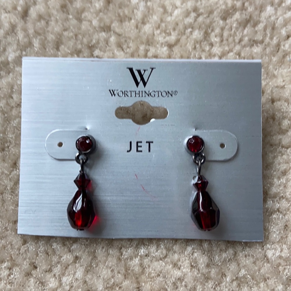 New garnet/deep red teardrop earrings